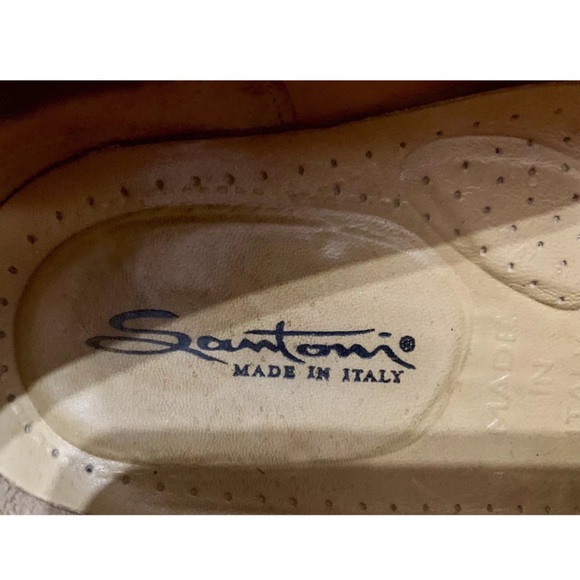 Mens SANTONI Brown Leather Loafers - Picture 4 of 5